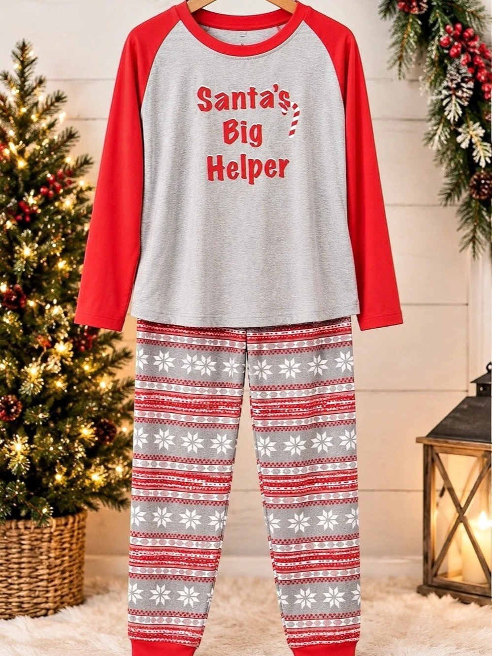Winter Pajama Set Gray & Red XL NWT